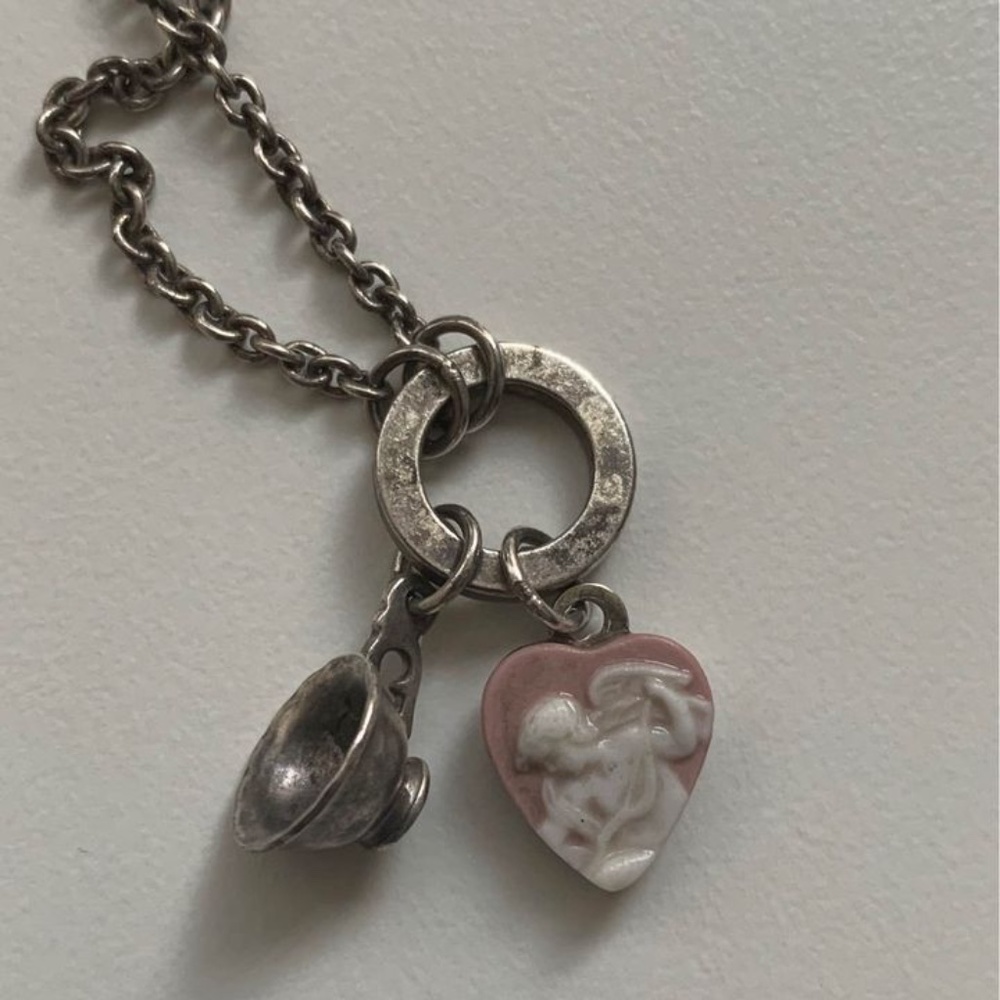 925 Silver Wedgwood 16” Tea Lover & Cherub Necklace | Angelic Cottagecore